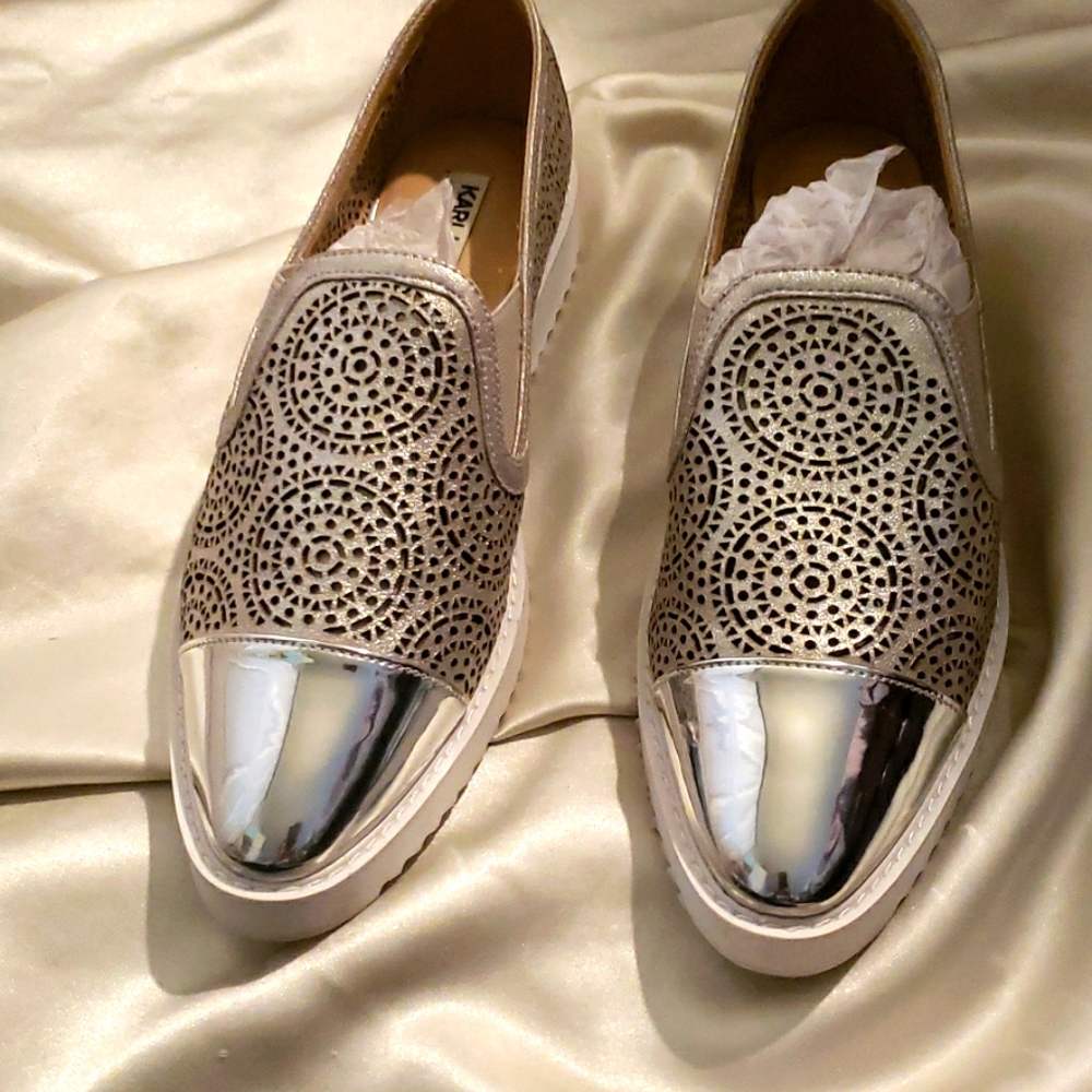 Karl Lagerfeld Leather Metallic Loafer